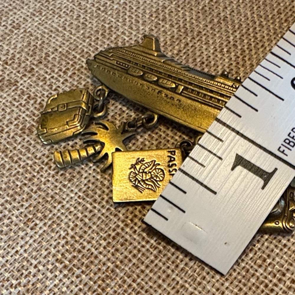 JJ Cruise Ship Brooch with Gold Charms - Picture 6 of 6